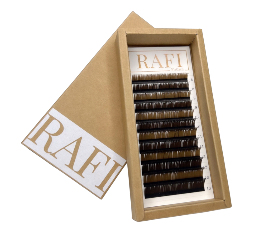 【RAFI】フラットラッシュ　ブラウン＆ダークブラウン【長さMIX、太さ0.15mm】