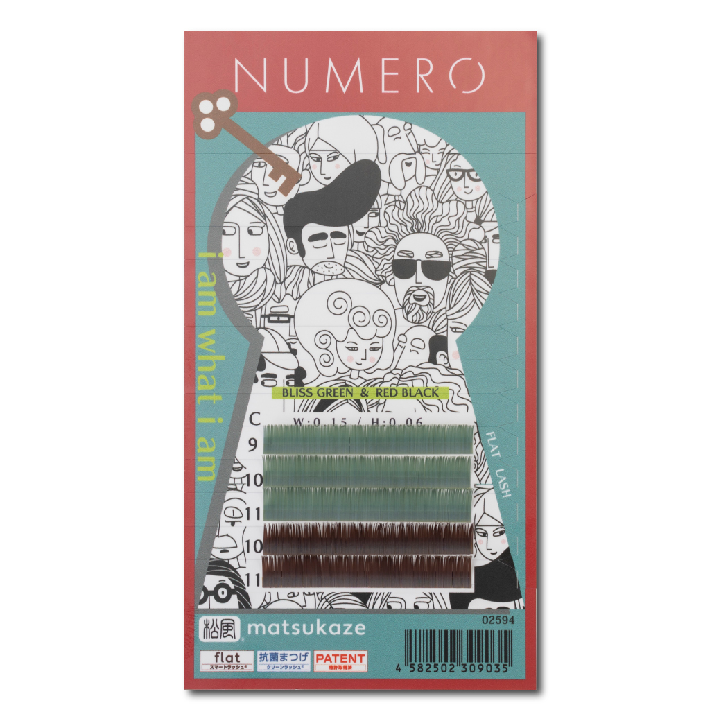 【NUMERO】フラットラッシュマットカラー/ブリスグリーン&レッドブラック2色MIX
